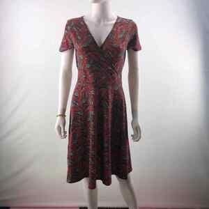 MSBASIC Dress Women's Medium Skater Red Paisley Grunge Cowgirl Tomato Girl